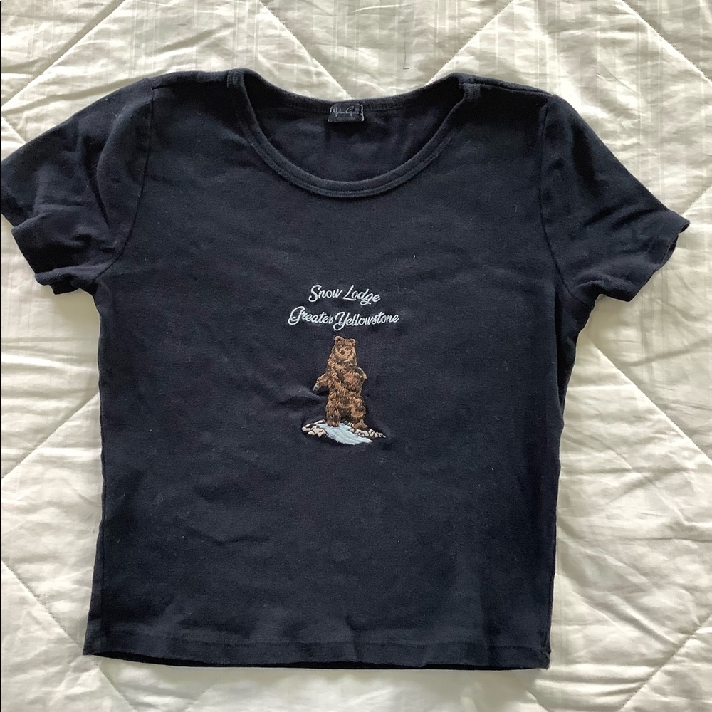 Brandy Melville John Galt Embroider Bear crop top